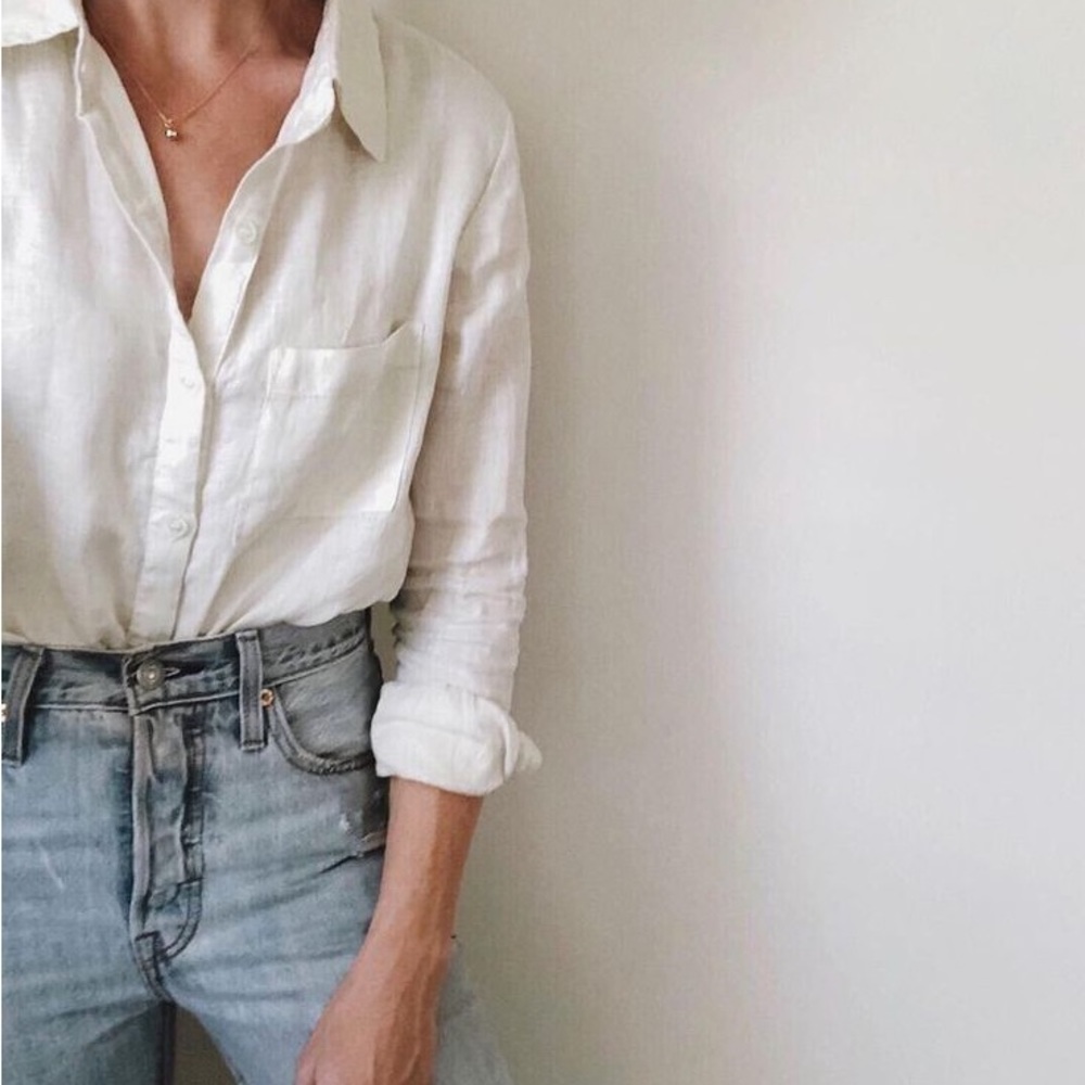 Rachael Harrah White Linen Shirt S